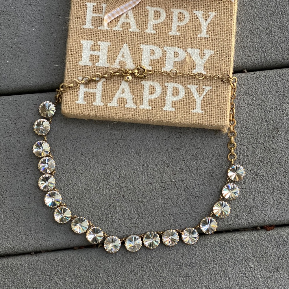 J Crew Classic Gold Crystal Statement Necklace